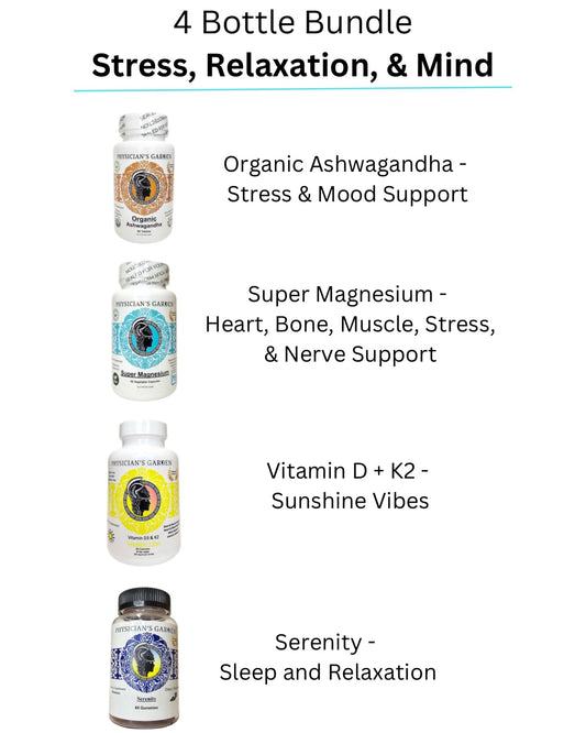 4 BOTTLES BUNDLE: Stress, Relaxation, & Mind