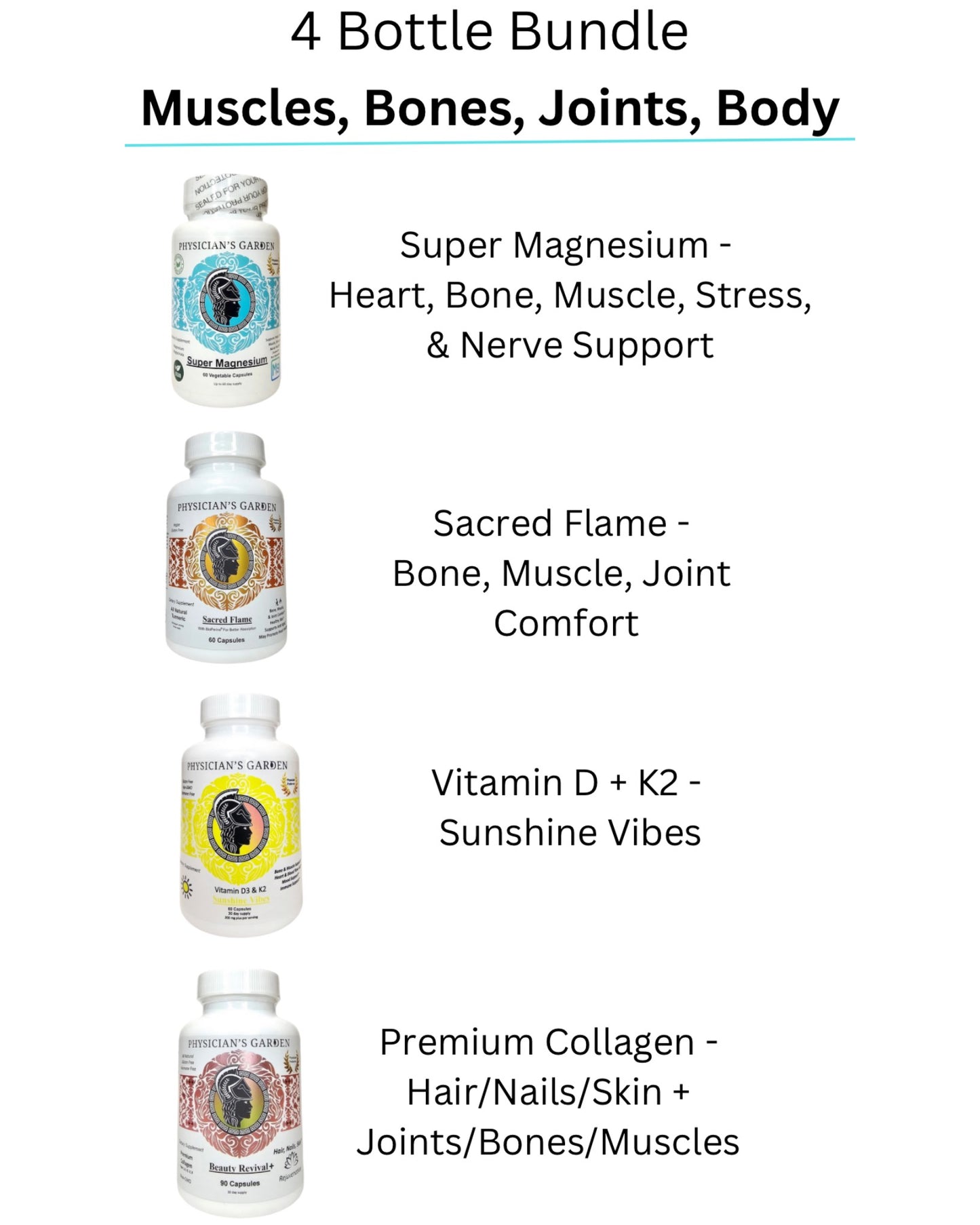 4 BOTTLES BUNDLE: Muscles, Bones, Joints, Body