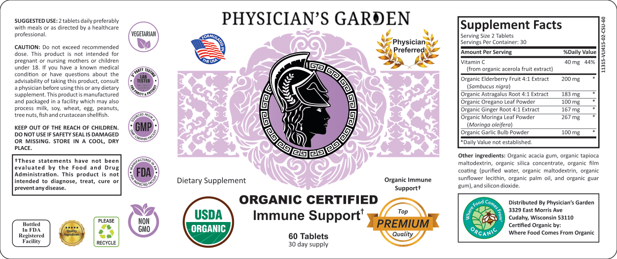 16) ORGANIC CERTIFIED Immune Support Capsules