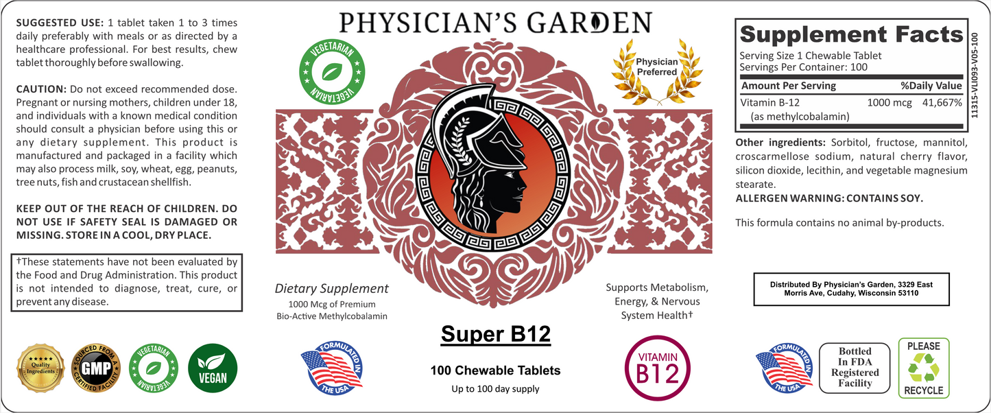 12) Super B12 - Metabolism, Energy, & Nervous System Support